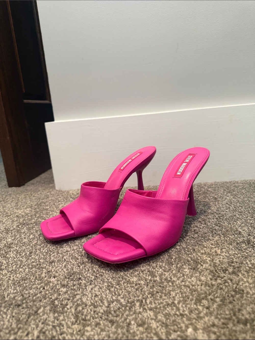 Steve Madden Bright Pink Open-Toe Mule Heels